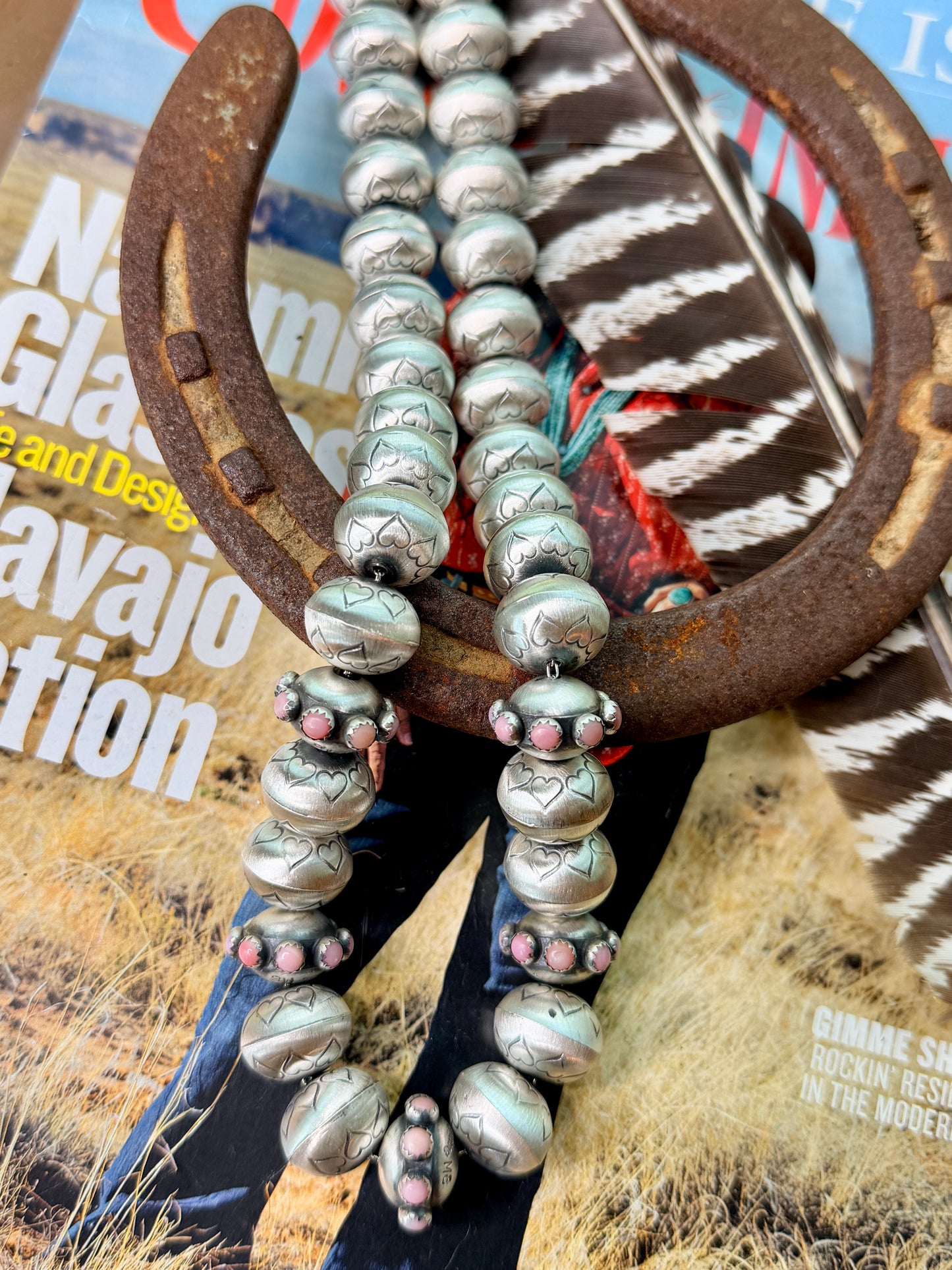 Monica Smith Hand stamped Navajo Pearls with Stones