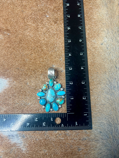Large Cluster Turquoise Pendant by Geraldine James