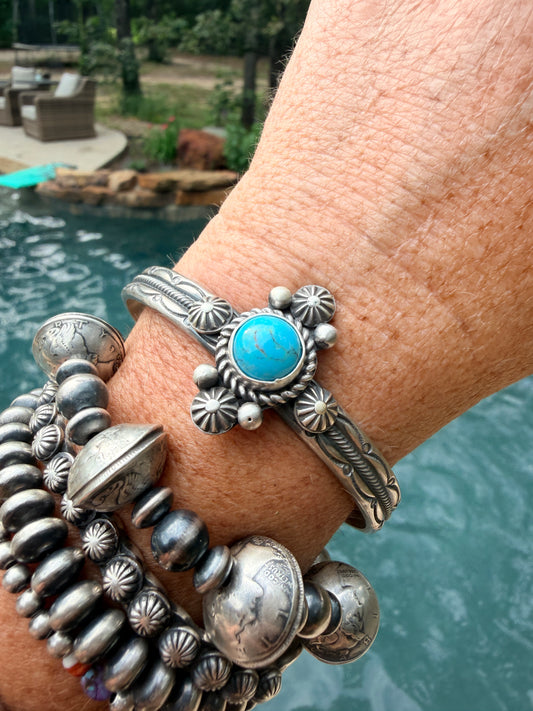 Native Made Turquoise Cuff by Mike Calliditto