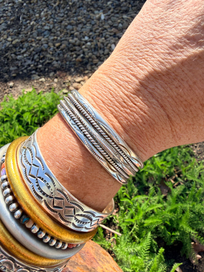 Authentic Vintage Native American Navajo Sterling Silver Cuff by Tahe