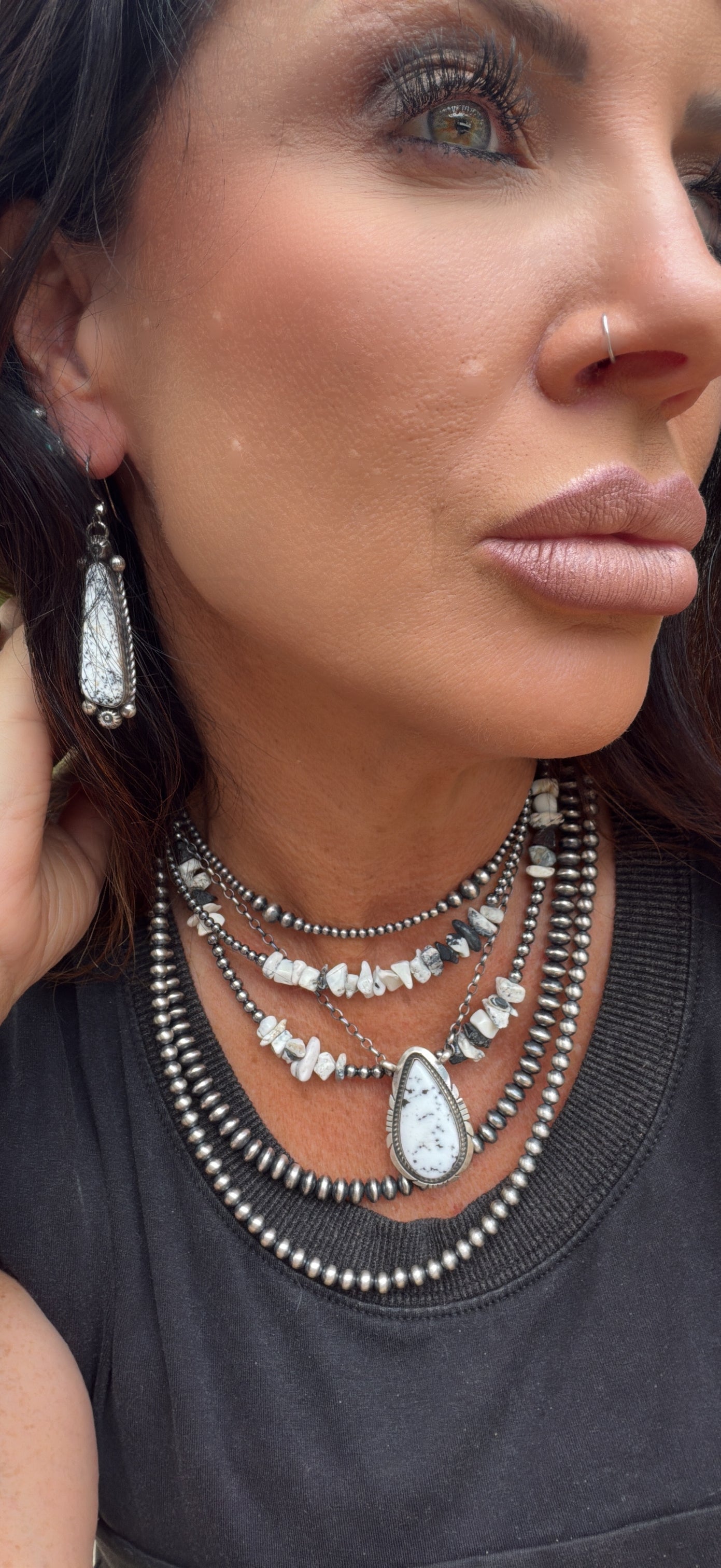Native Made White Buffalo Earrings by Augustine Largo