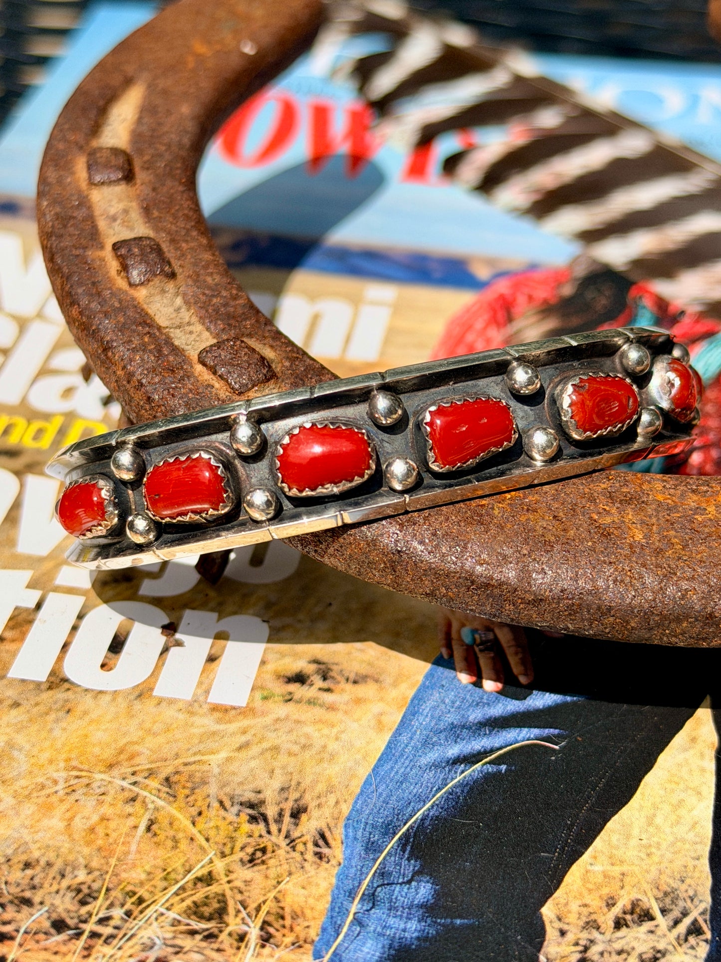 Native Made Coral Cuff by Reed Charley