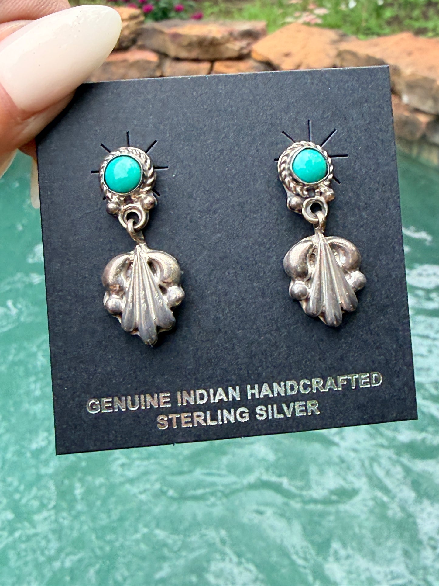 Native Made Turquoise & Sterling Silver Scroll Earrings - Annie Spencer