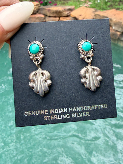 Native Made Turquoise & Sterling Silver Scroll Earrings - Annie Spencer
