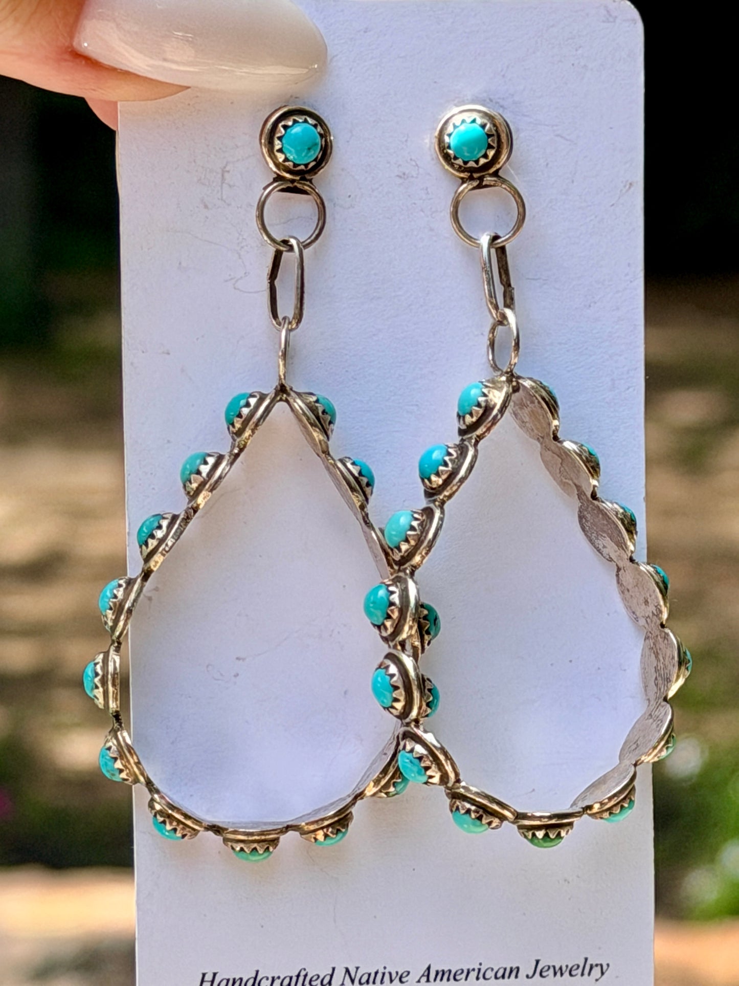Turquoise Dangle Hoop Earrings by Aaron Davis