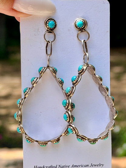 Turquoise Dangle Hoop Earrings by Aaron Davis