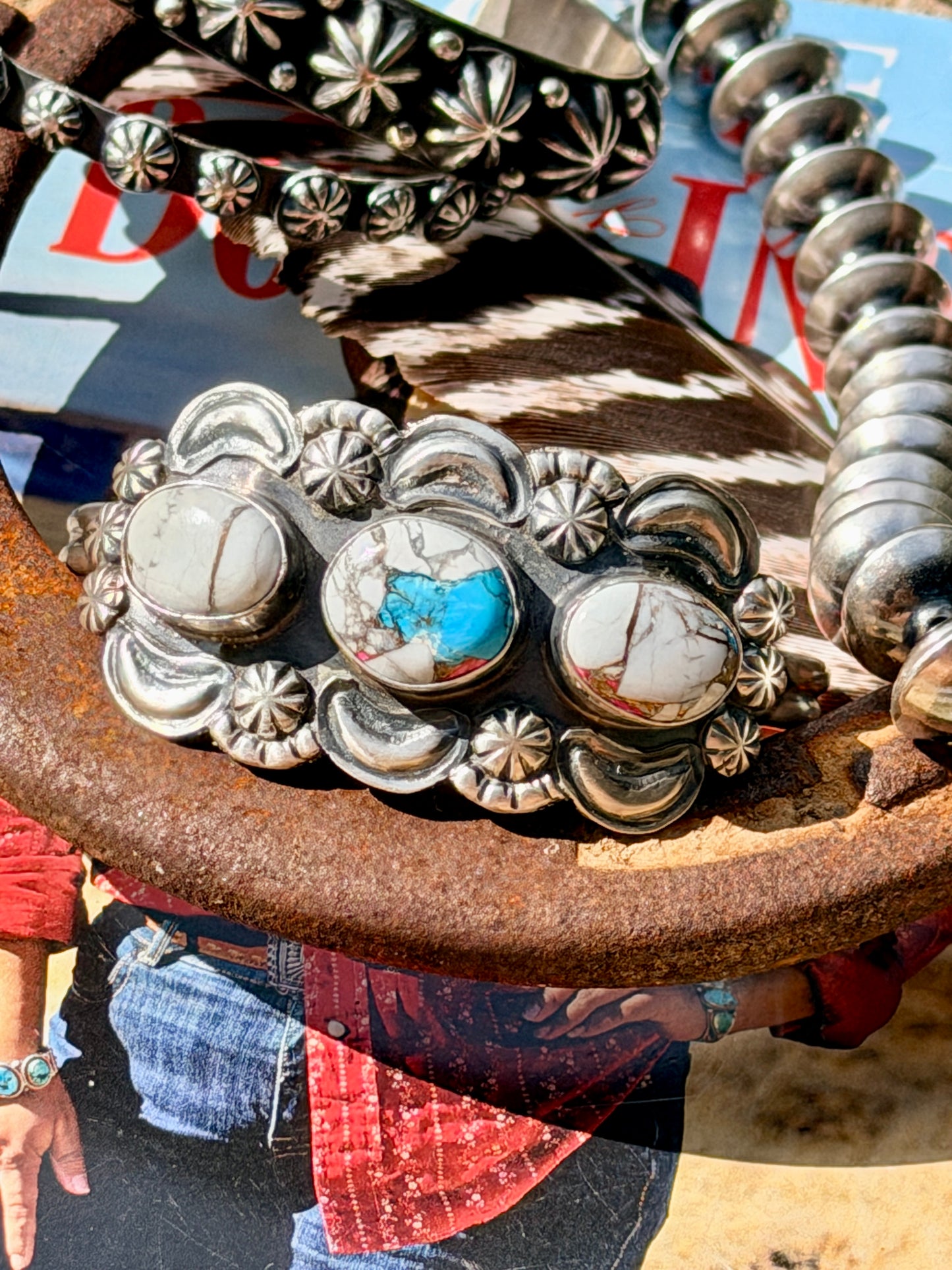 Jeff James Jr. Navajo Cotton Candy Turquoise Cuff