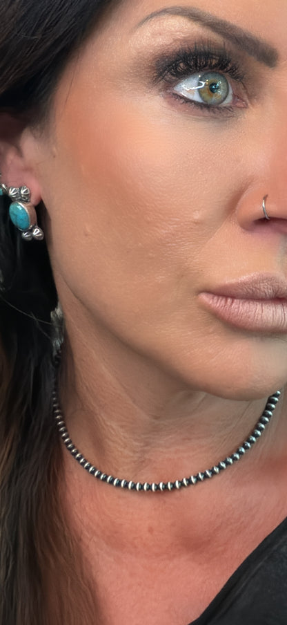 Native Made Turquoise and Sterling Silver Starburst Studs by Judith Dixon