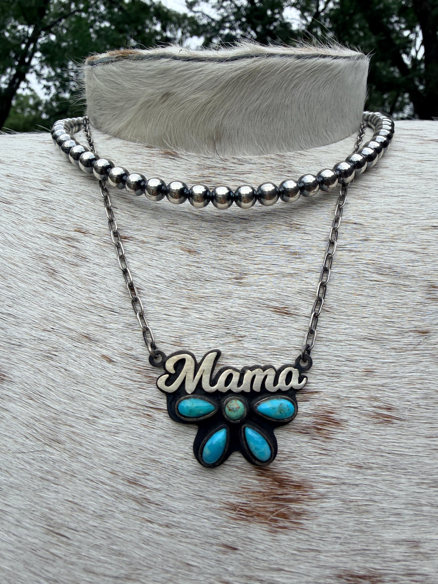 Handmade Mama Sterling Silver & Stone Necklace