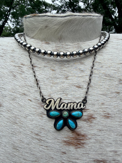 Handmade Mama Sterling Silver & Stone Necklace