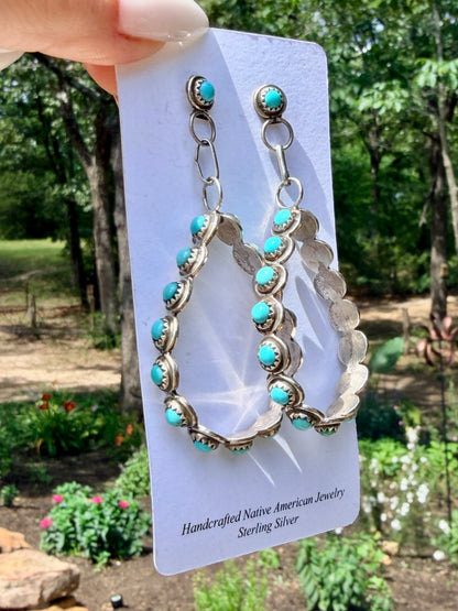 Turquoise Dangle Hoop Earrings by Aaron Davis