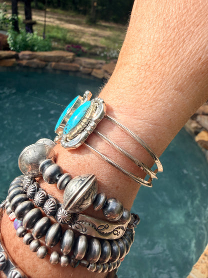 Native Made Three Stone Turquoise Cuff by Irvin Tsosie