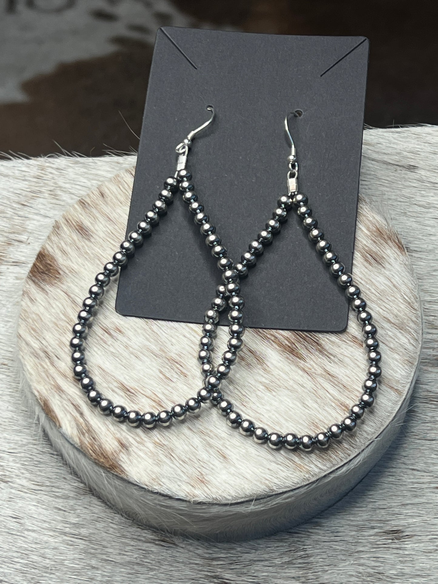4" 4mm Sterling Silver Pearl Loop Earrings