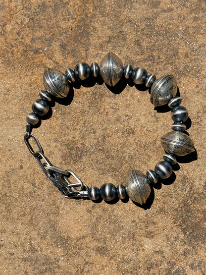 Mercury Dime Coin Bracelet with Round and Saucer Pearls