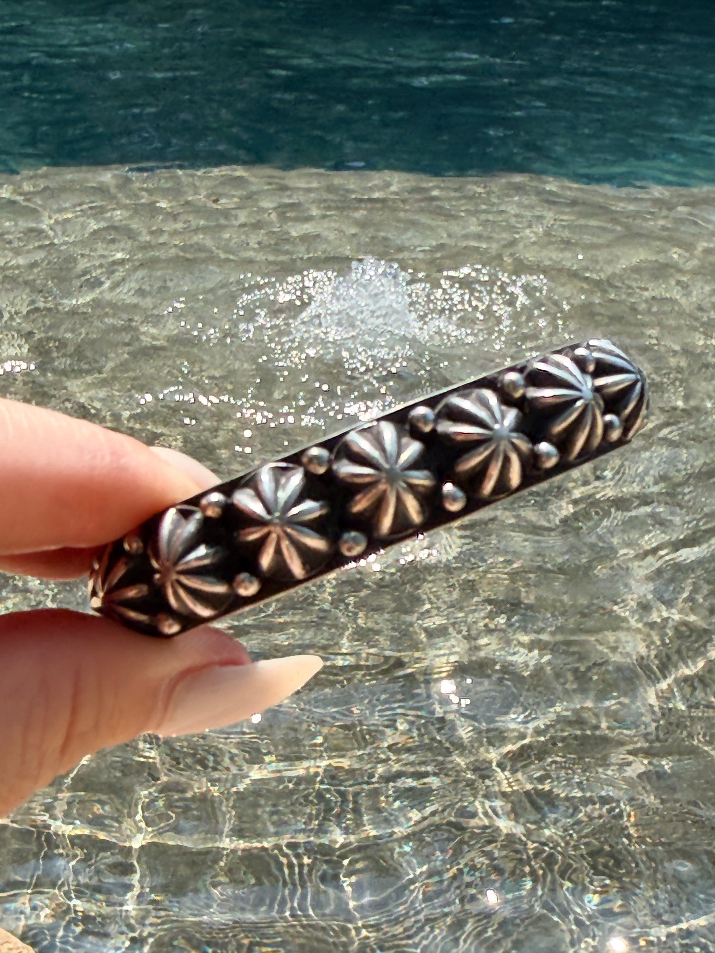 Happy Piasso Sterling Silver Cuff Featuring Domed Star Concho Design