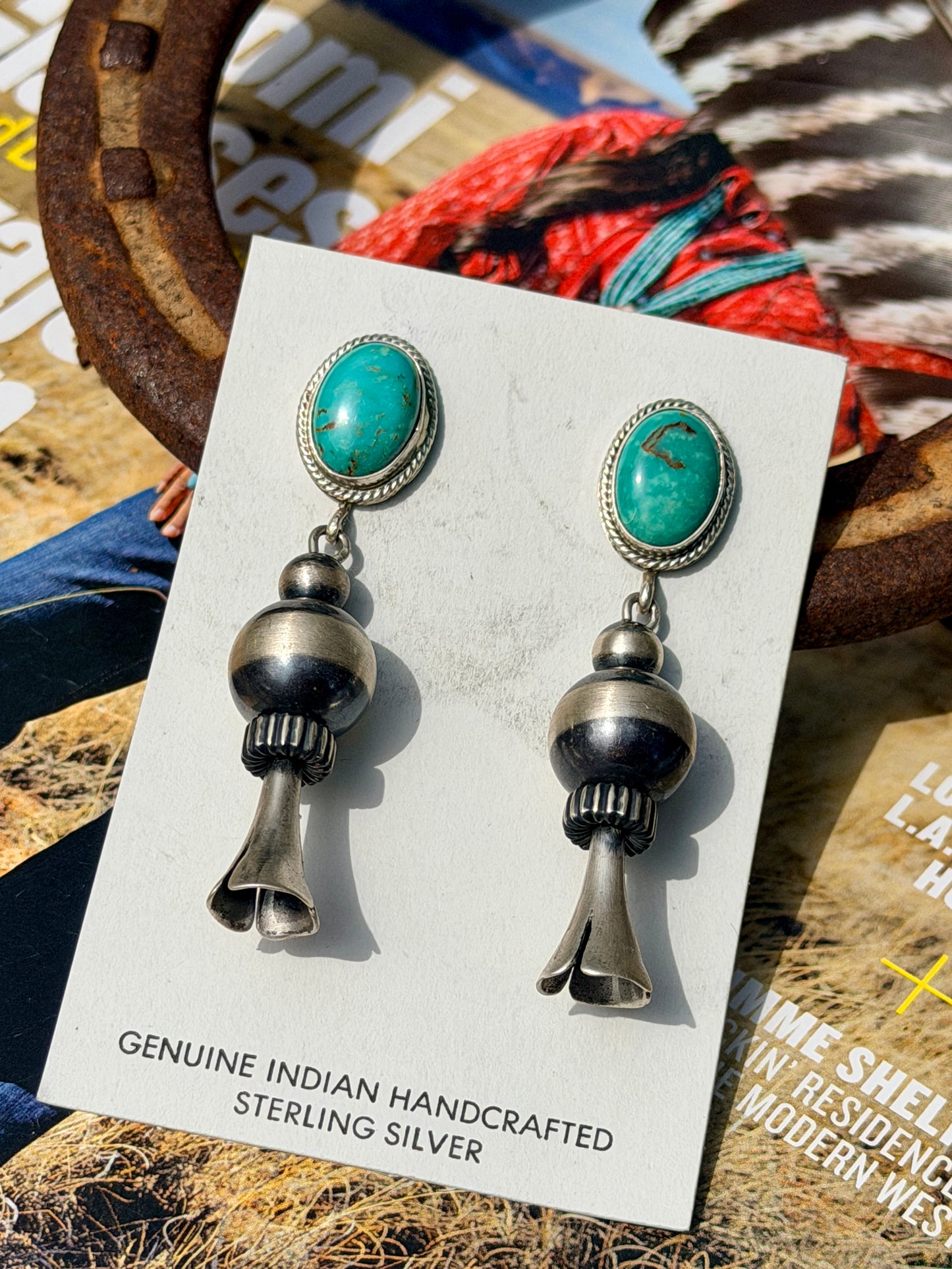 Native Made Sonoran Gold Blossom Dangle Post Earrings