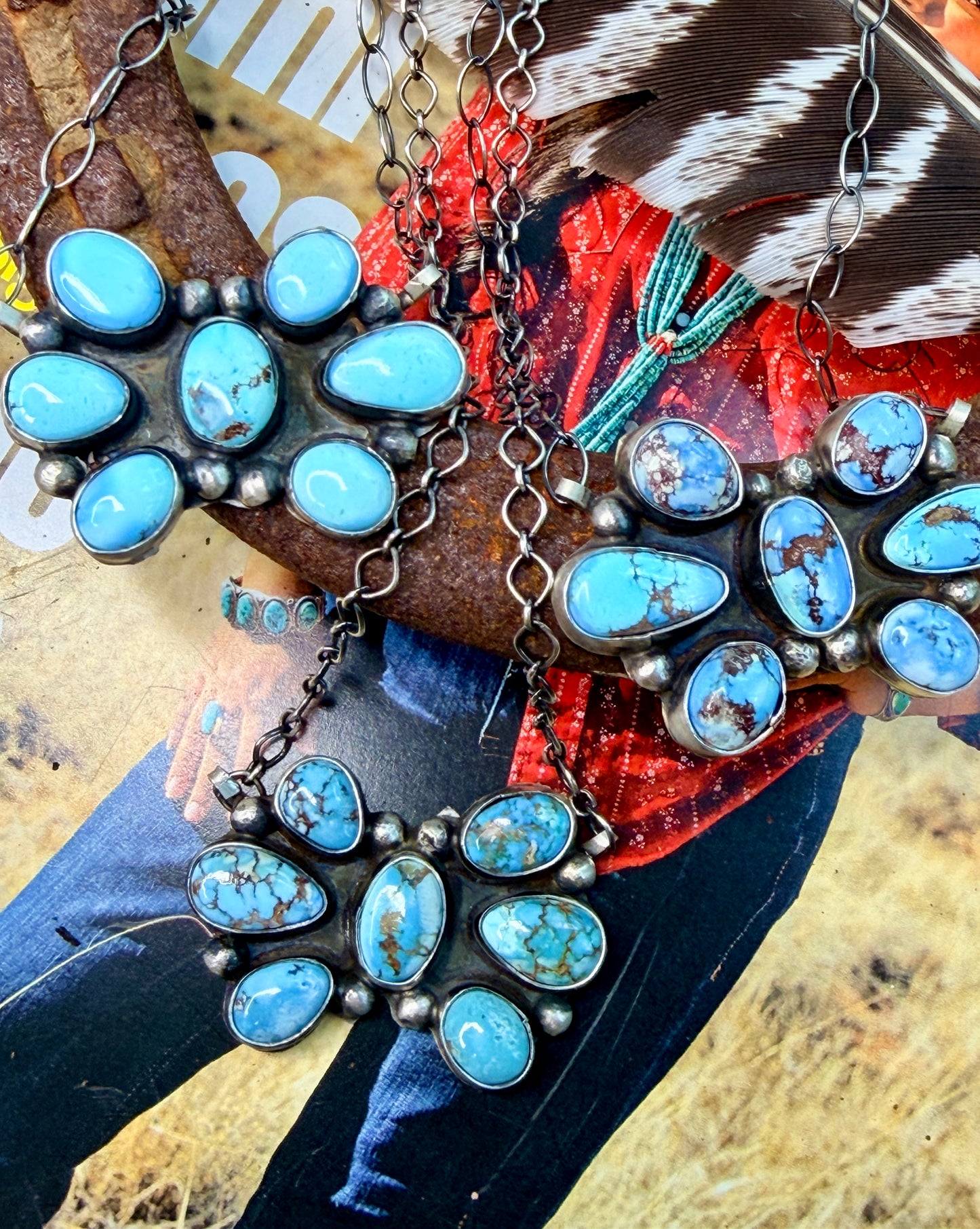 Native Made Golden Hills Cluster Necklace by Bonnie Benally
