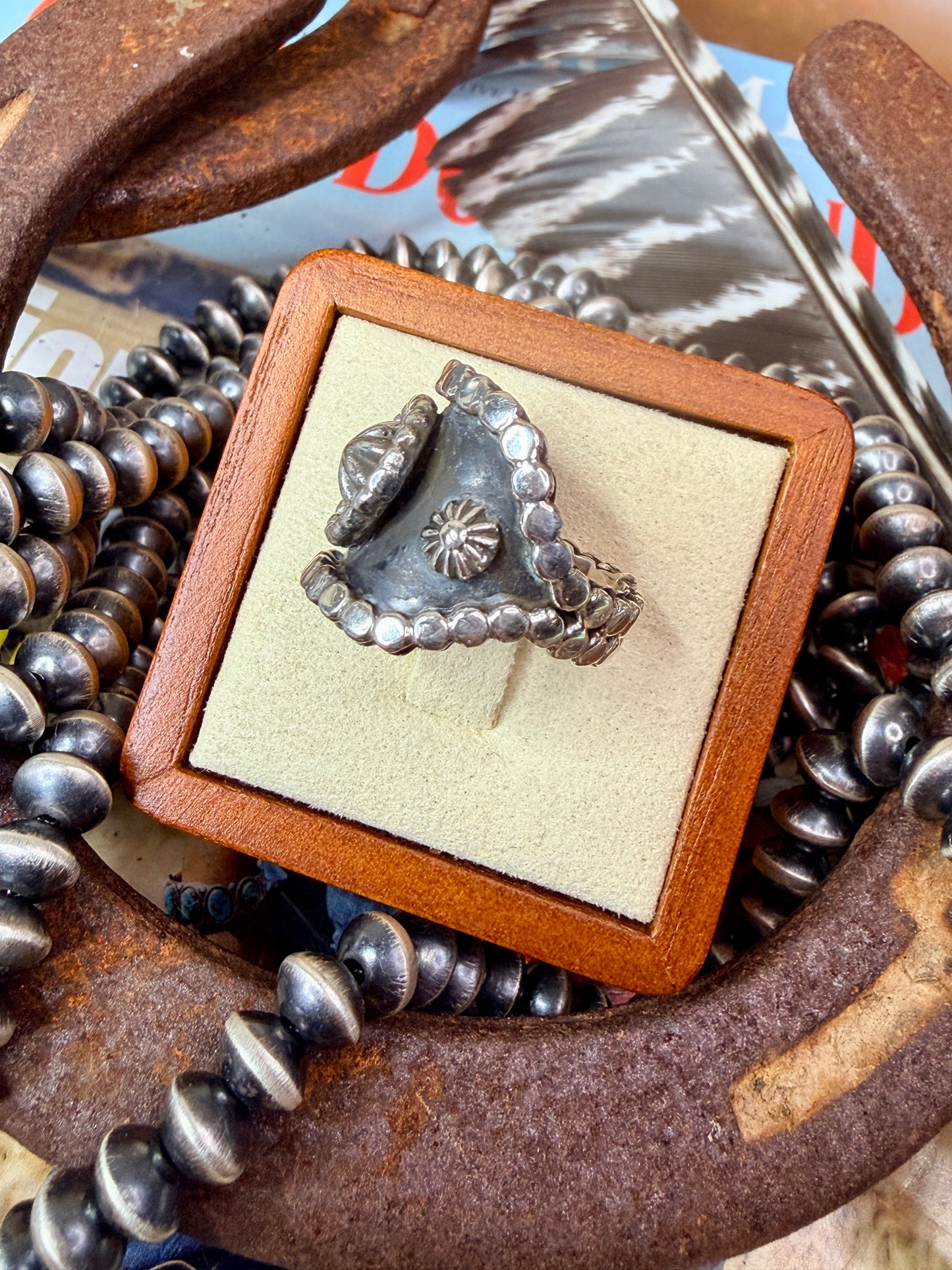 Native American Sterling Silver Starshot Ring size 7.5