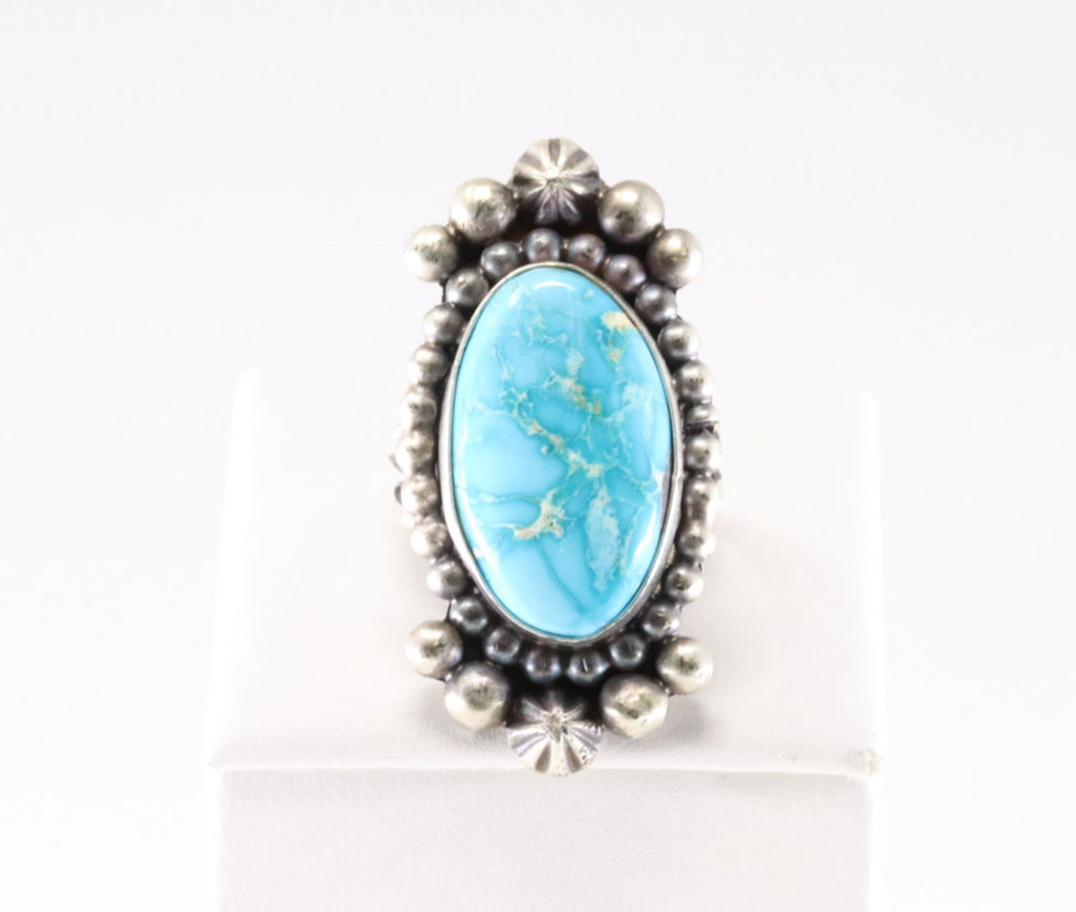 Gorgeous White Water Turquoise Ring by Yellowhorse size 6.5
