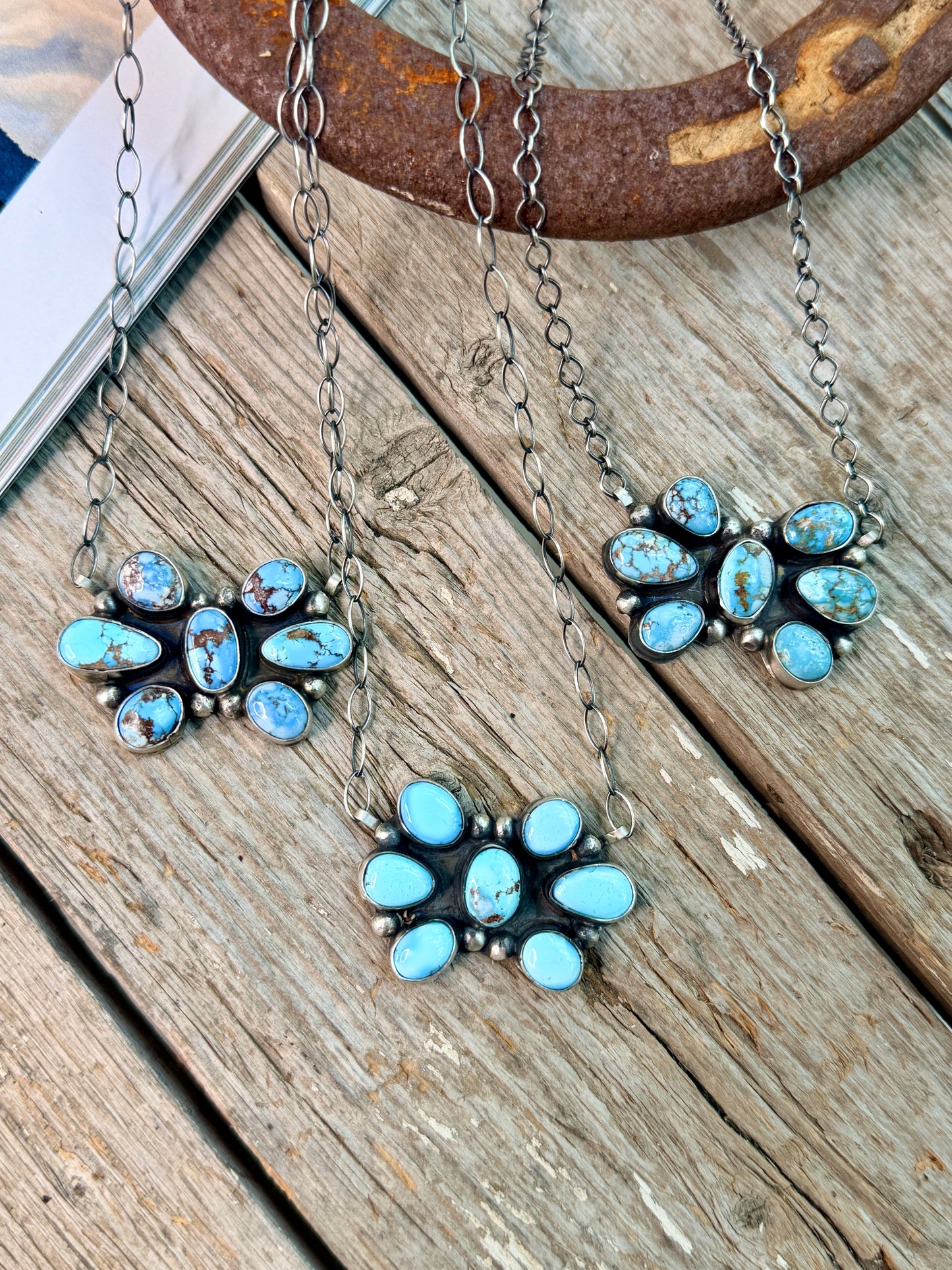 Native Made Golden Hills Cluster Necklace by Bonnie Benally