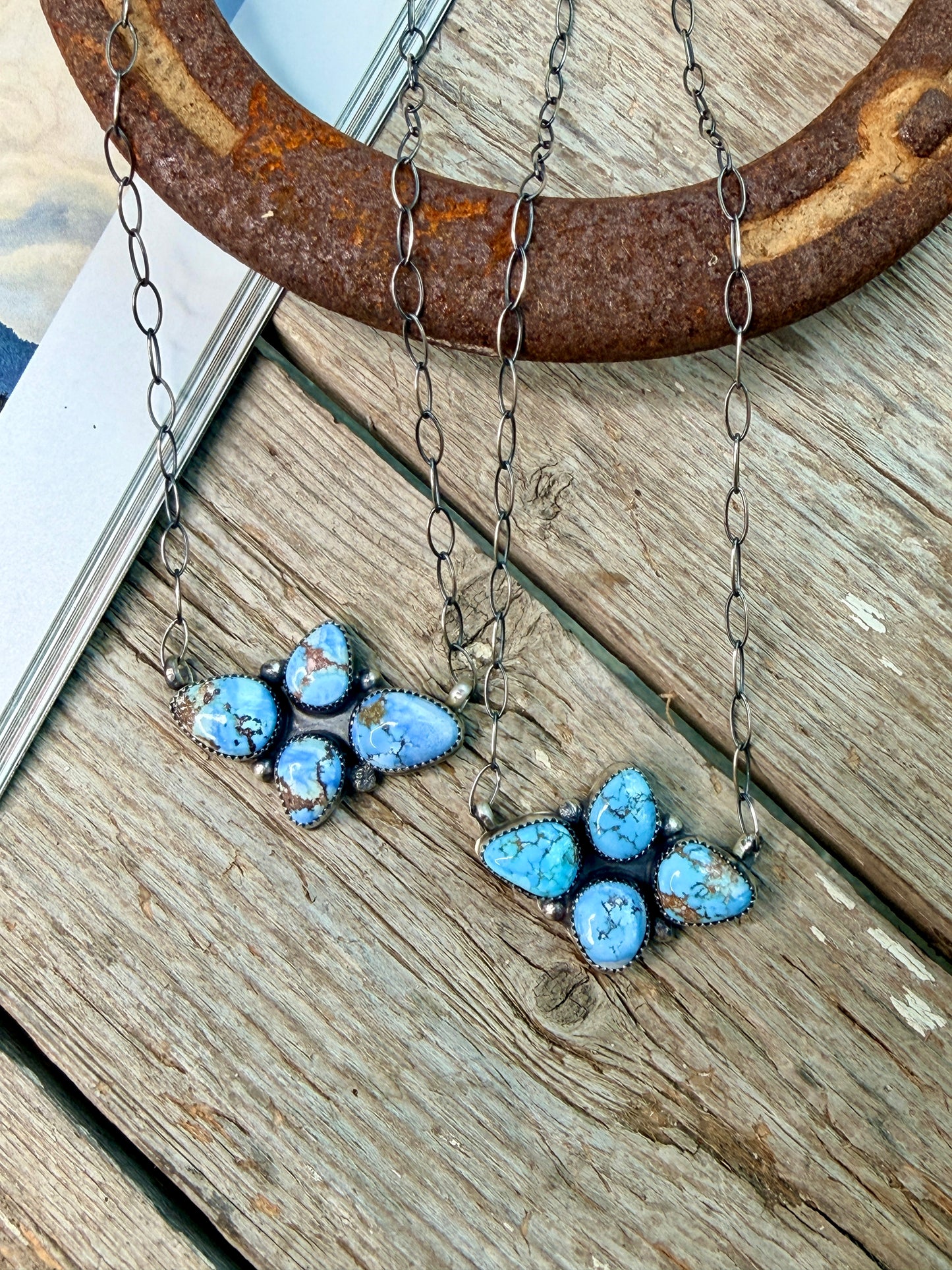 Native Made Golden Hills Cluster Necklace by Myra Benally