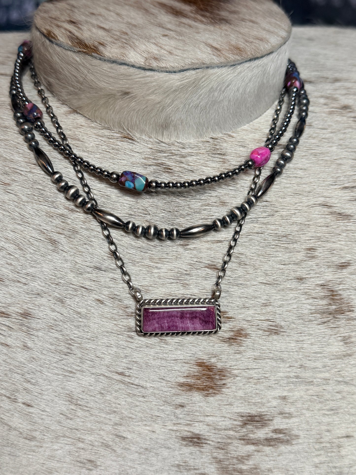 5 Cotton Candy Turquoise Necklace and Sterling Silver Pearls