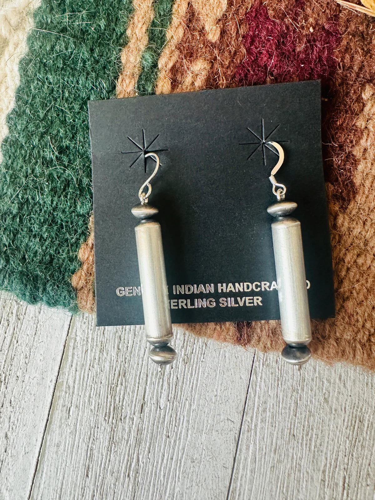 HANDCRAFTED STERLING SILVER BEADED DANGLE EARRINGS