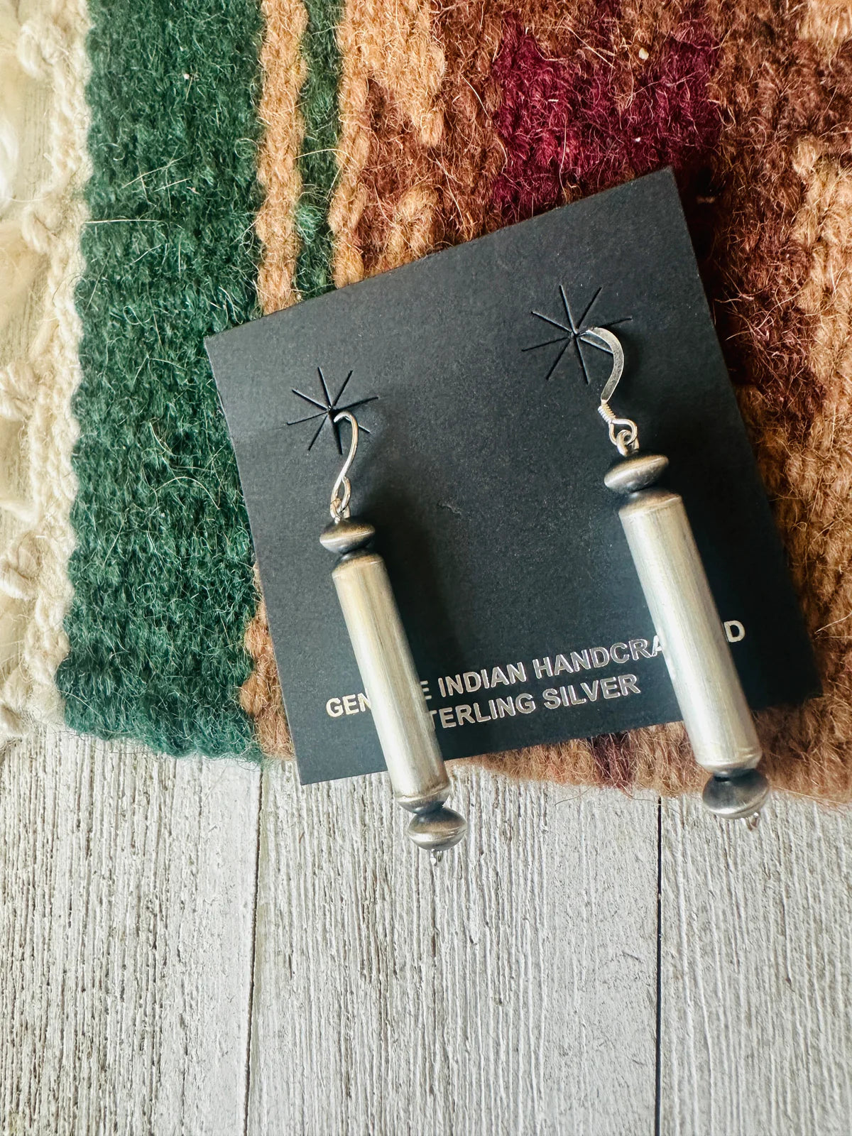 HANDCRAFTED STERLING SILVER BEADED DANGLE EARRINGS