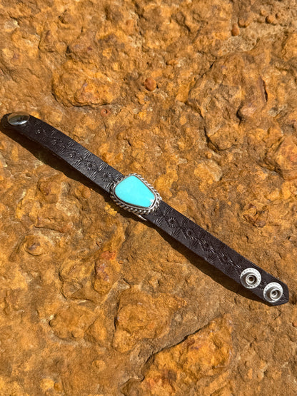 Turquoise and Leather Bracelet