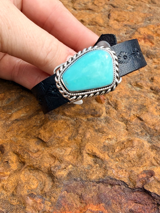 Turquoise and Leather Bracelet