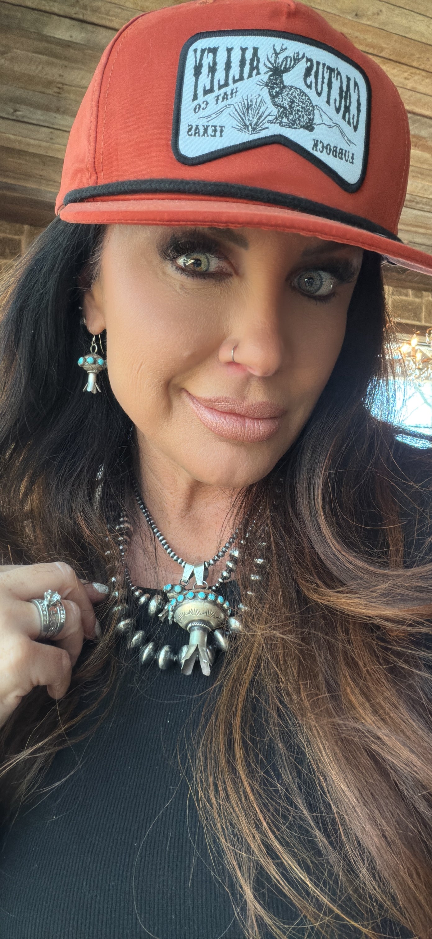 Authentic Sterling Silver Squash Blossom Earrings With Stone Accents - by Monica Smith