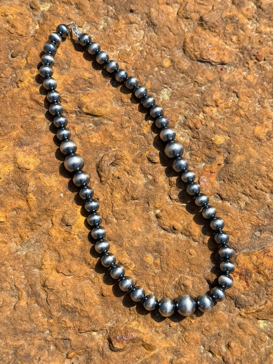 20 1/2 inch Graduated 10 to 14 mm Sterling Silver Pearls Necklace