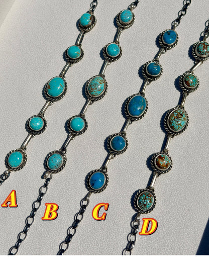 Native Made Augustine Largo 5 Stone Turquoise Choker (choose between Mine #8 and Kingman)