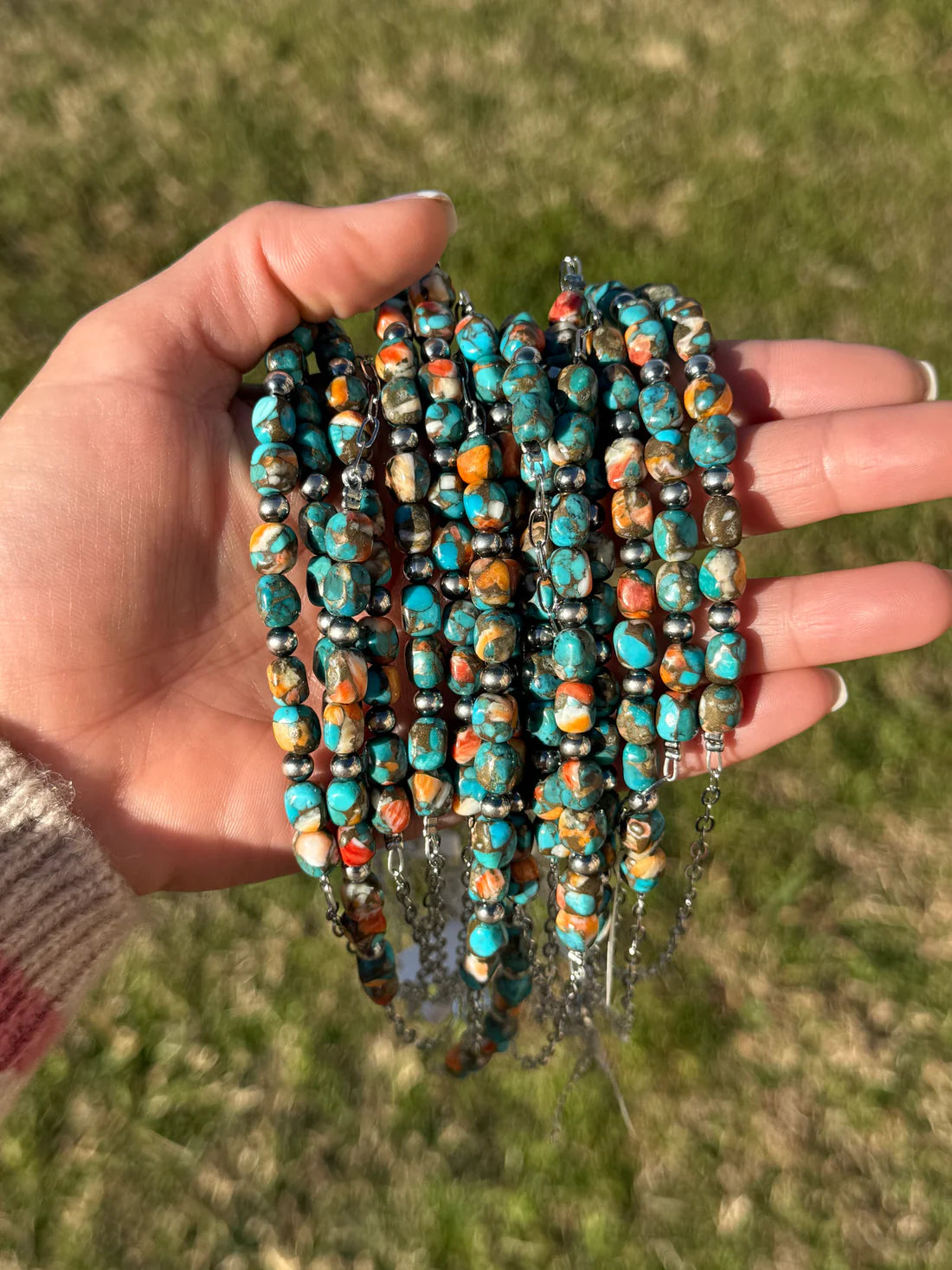 Turquoise & Spiny Oyster Pearl Necklace