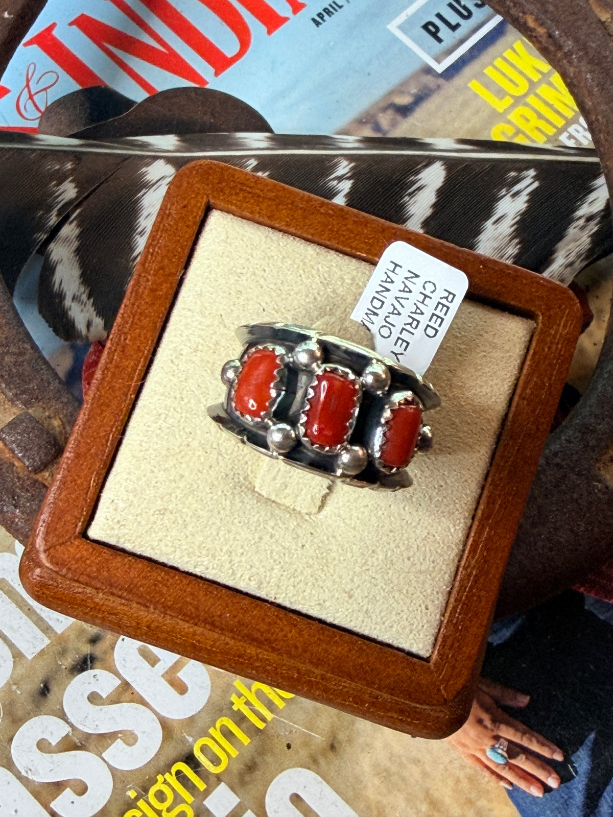 Red Coral Ring by Reed Charley size 9