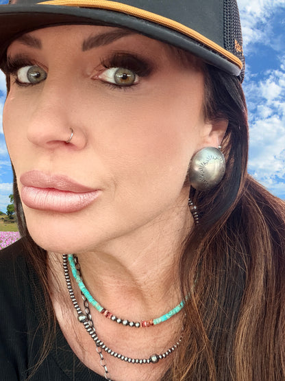 Authentic Large Stamped Domed Earrings