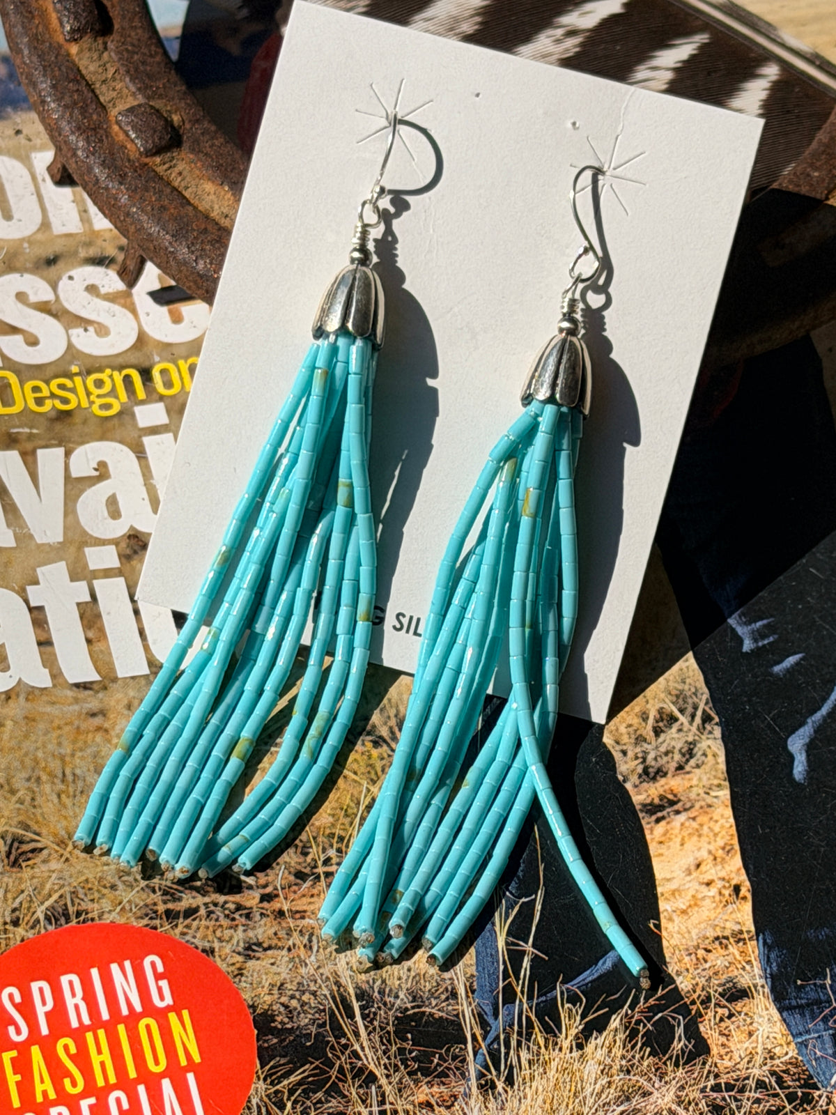 Beaded Kingman Tassel Earrings