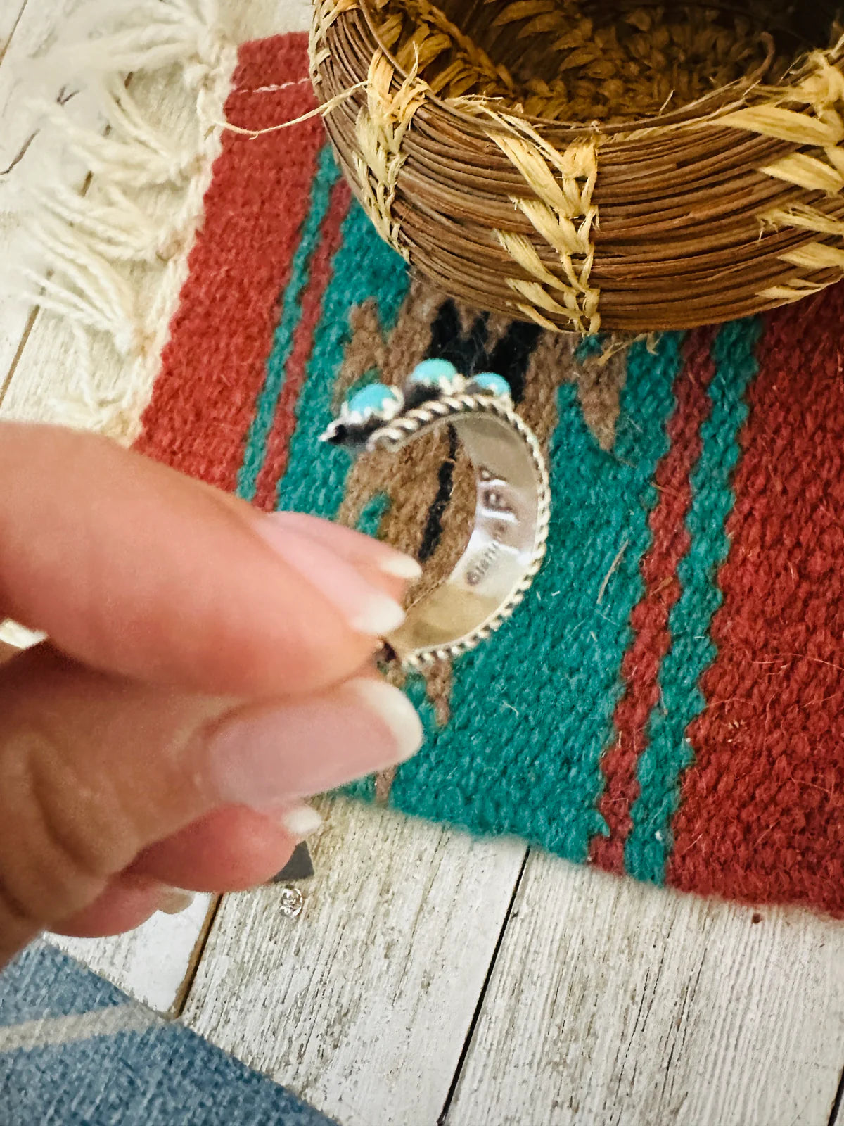 Native Made Turquoise Hoops by Yazzie