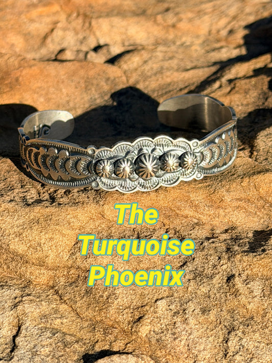 Handcrafted Sterling Silver Concho Cuff by Bennie Ramone