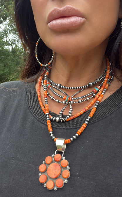 Red Spiny Oyster Desert Pearl Beaded Necklace
