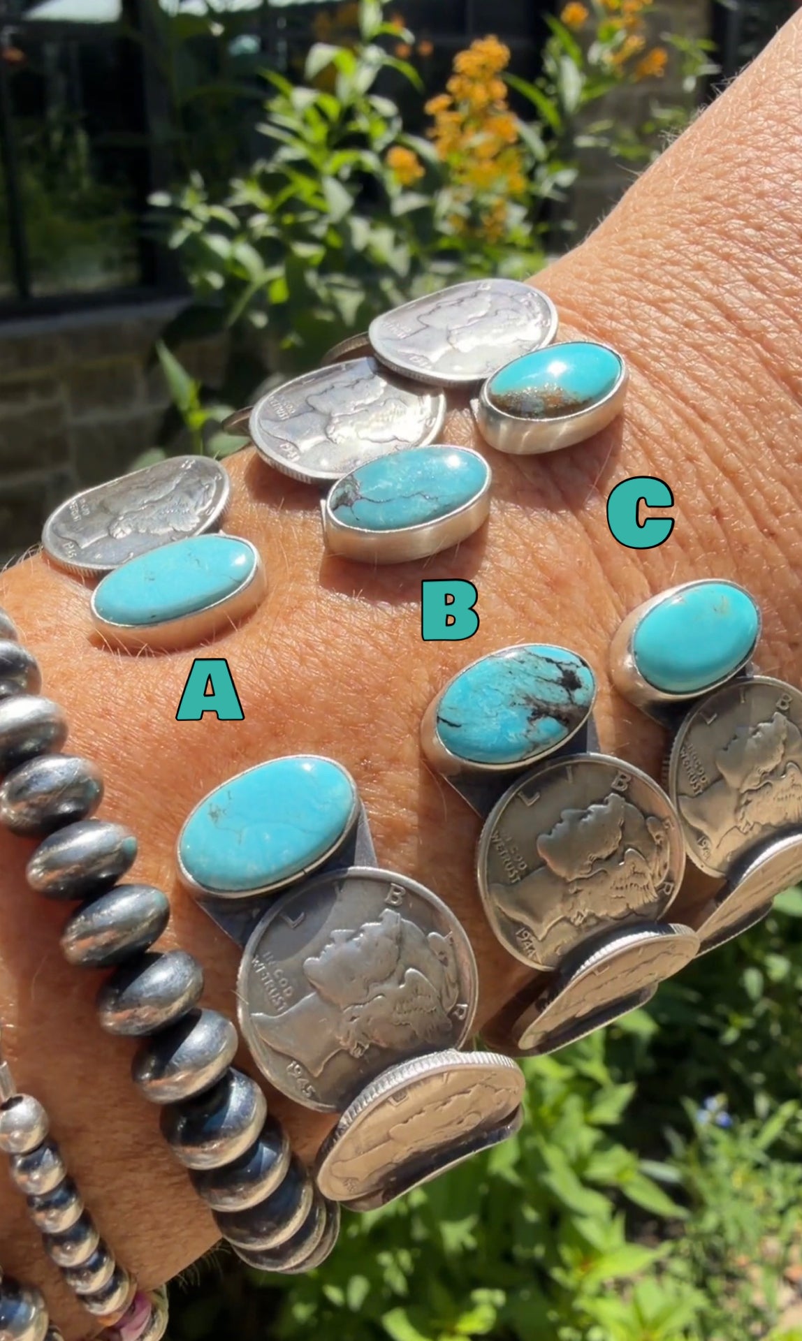 James McCabe Turquoise and Mercury Dime Coin Cuff