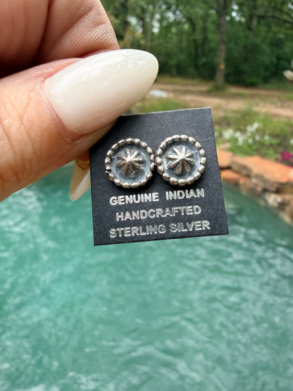 Native Made Sterling Silver Concho Studs