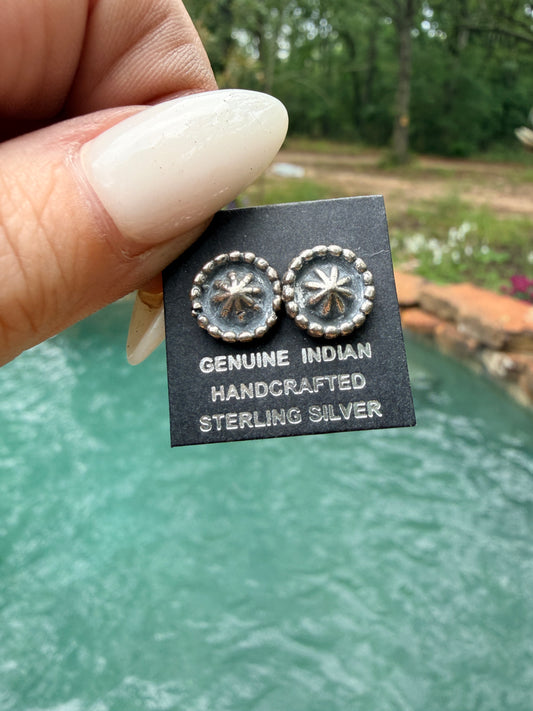 Native Made Sterling Silver Concho Studs