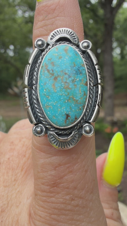 Native American Sterling Silver Turquoise Ring By Daniel Benally. From R.B Company. Size 7