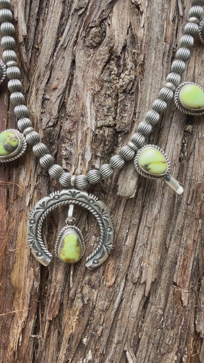 Authentic Palomino Squash Blossom Necklace Set