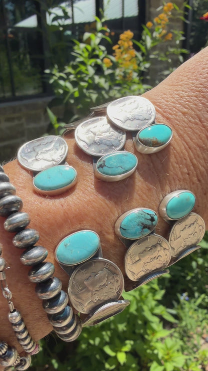 James McCabe Turquoise and Mercury Dime Coin Cuff