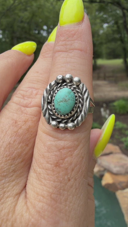 Sterling Silver and Turquoise Ring stamped B, size 7